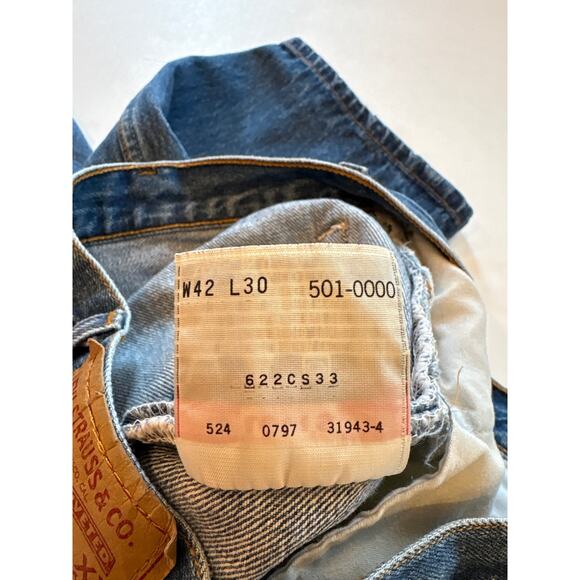 Levis 501xx Jeans Mens 42x30 (39x27.5) Blue Original Fit Button Fly 90s USA Made - Picture 6 of 12